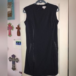 Joan Rivers 8p Petite Classic Little Black Dress w/ faux leather Black.
